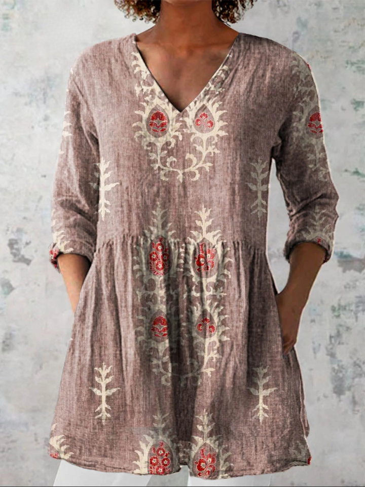 BEAUMONT NICE | BLOUSE LONGUE À COL EN V POUR FEMMES