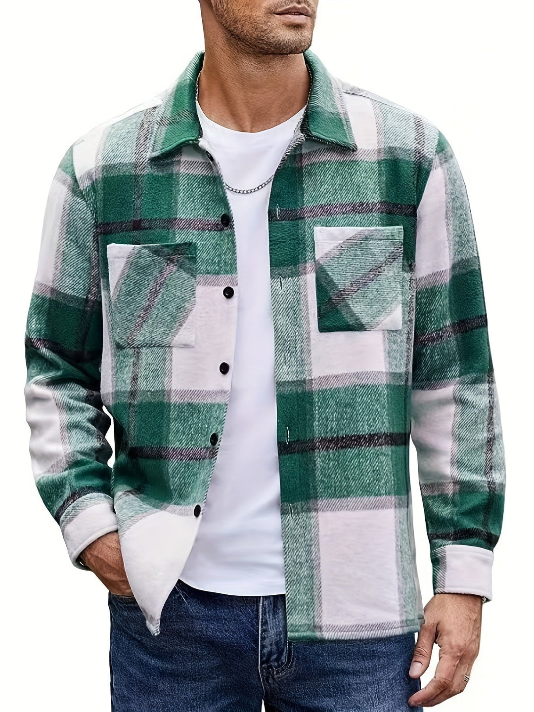 PLAID SHIRT JACKET FOR MEN