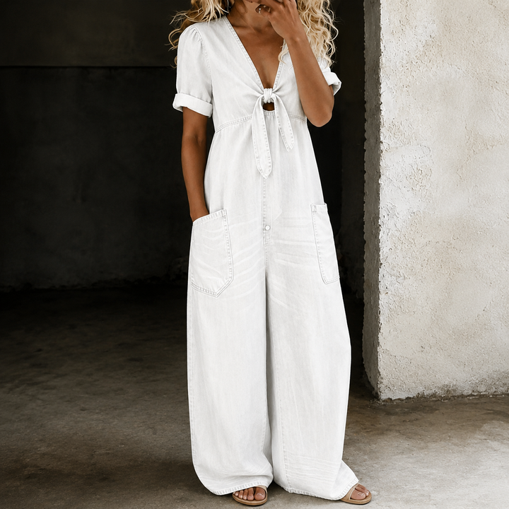 BEAUMONT NICE | SALOPETTE EN DENIM À JAMBES LARGES POUR FEMMES