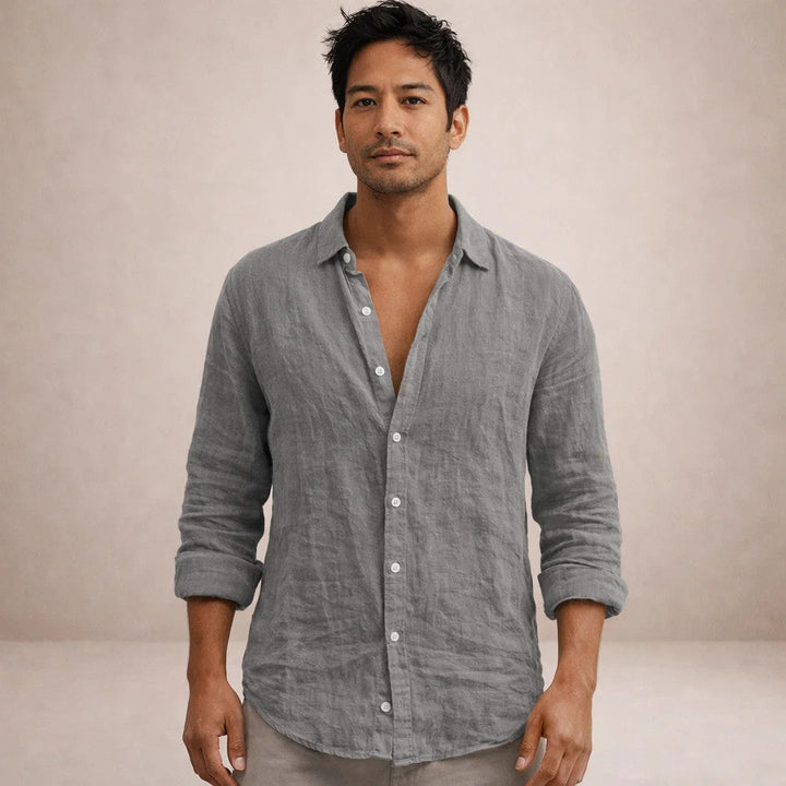 OPEN COLLAR COTTON SHIRT FOR MEN