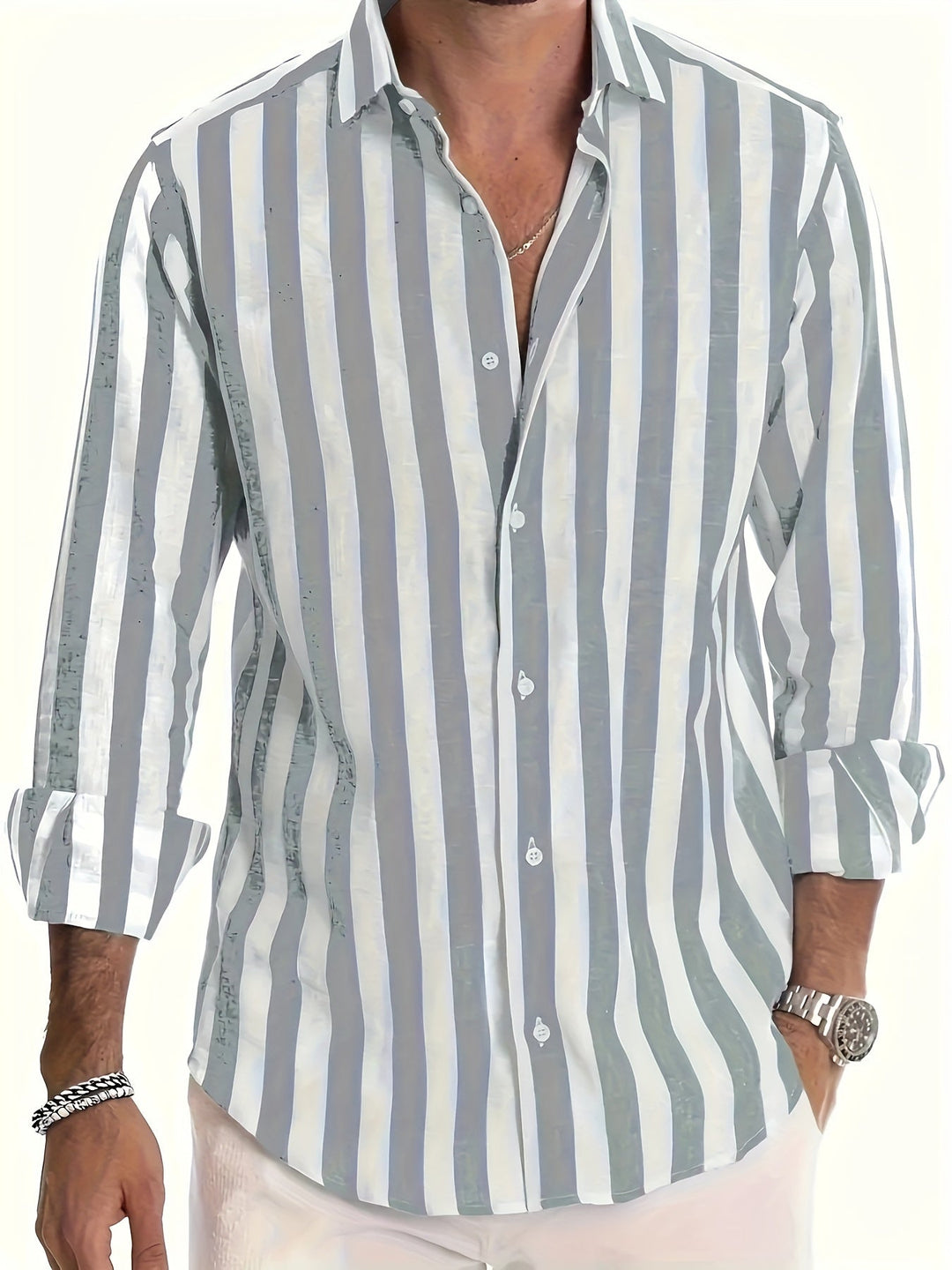 STRIPED COLLARED SHIRT FOR MEN