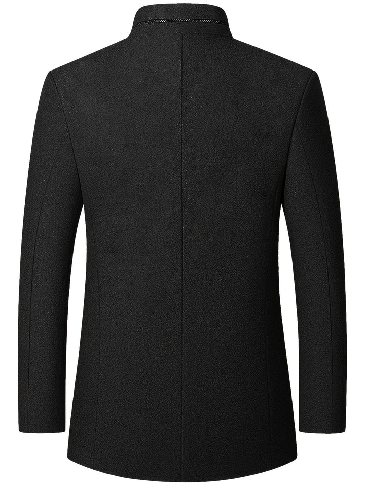 STAND COLLAR TWEED JACKET FOR MEN