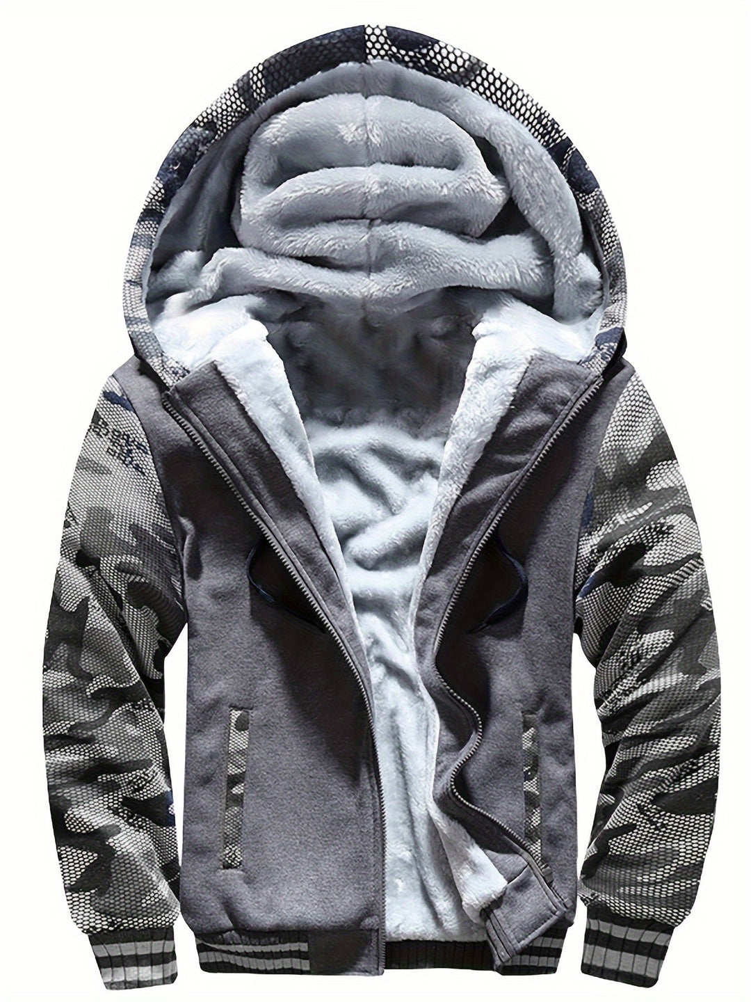 FLEECE HOODED JACKET FOR MEN