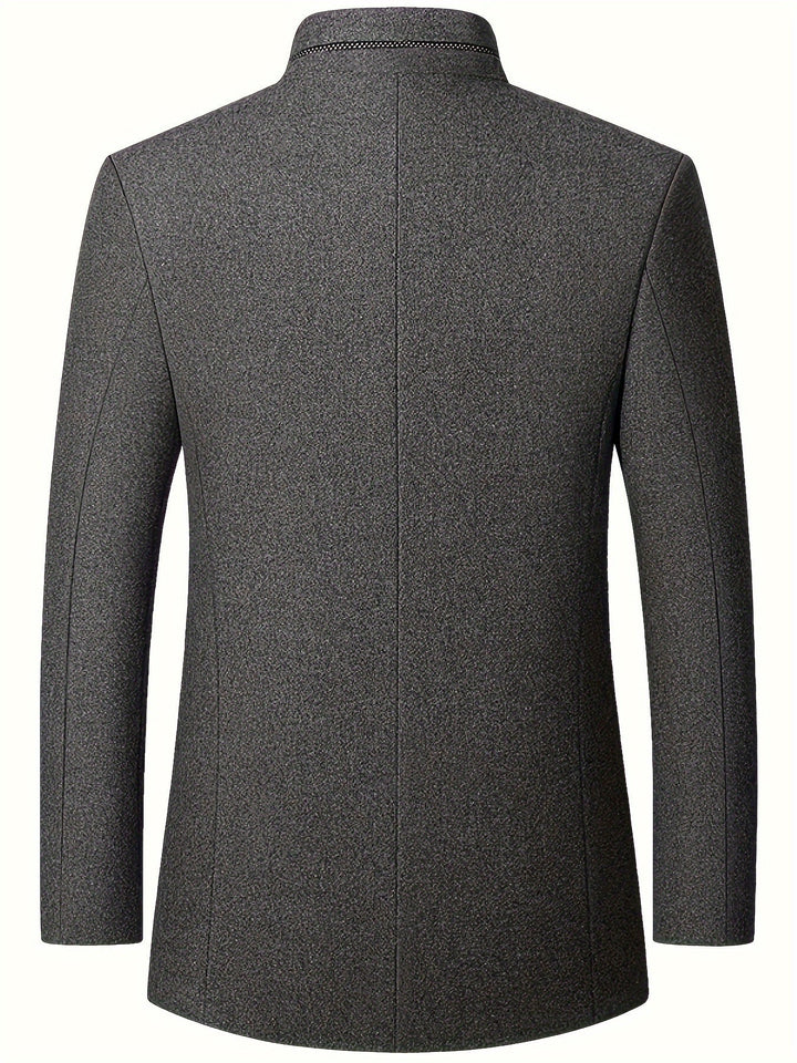 STAND COLLAR TWEED JACKET FOR MEN