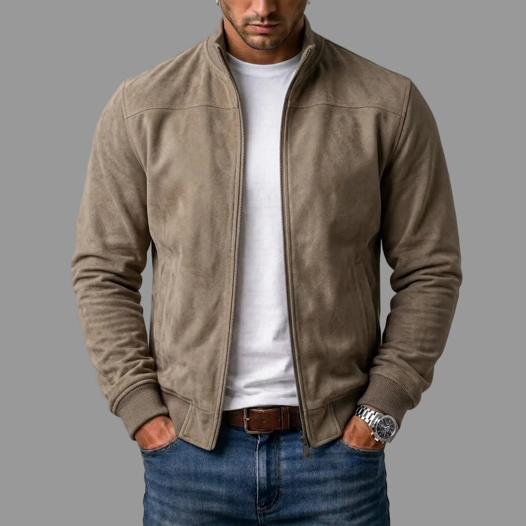 SUEDE RIBBED BOMBER JACKET FOR MEN