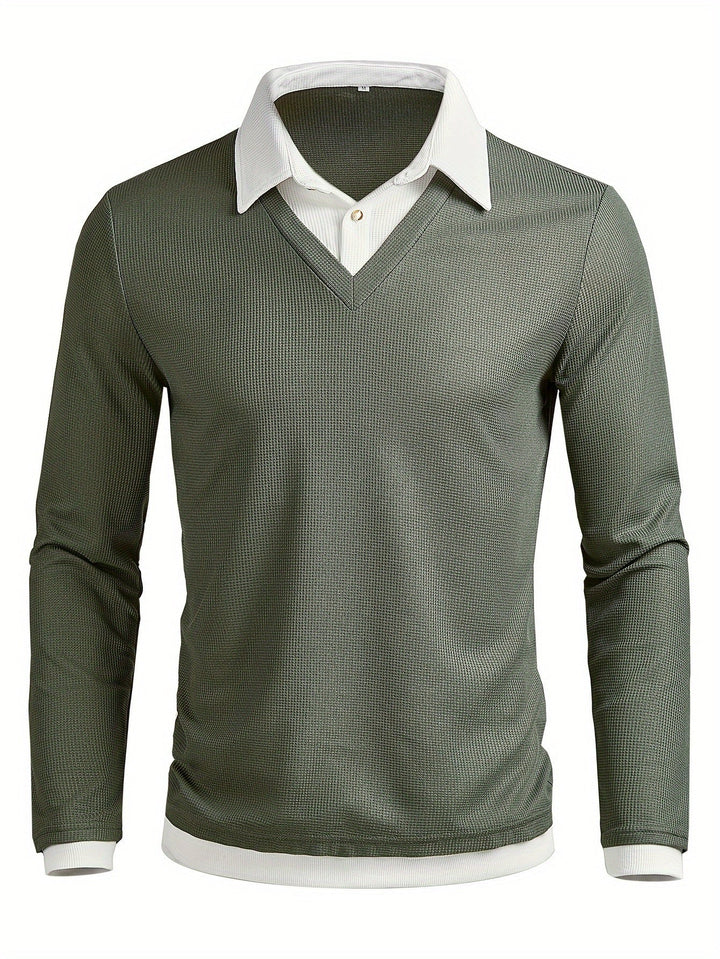 TEXTURED COLOURBLOCK POLO FOR MEN