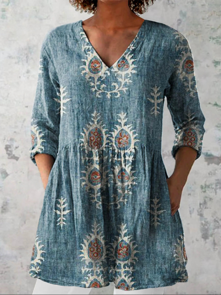 BEAUMONT NICE | BLOUSE LONGUE À COL EN V POUR FEMMES