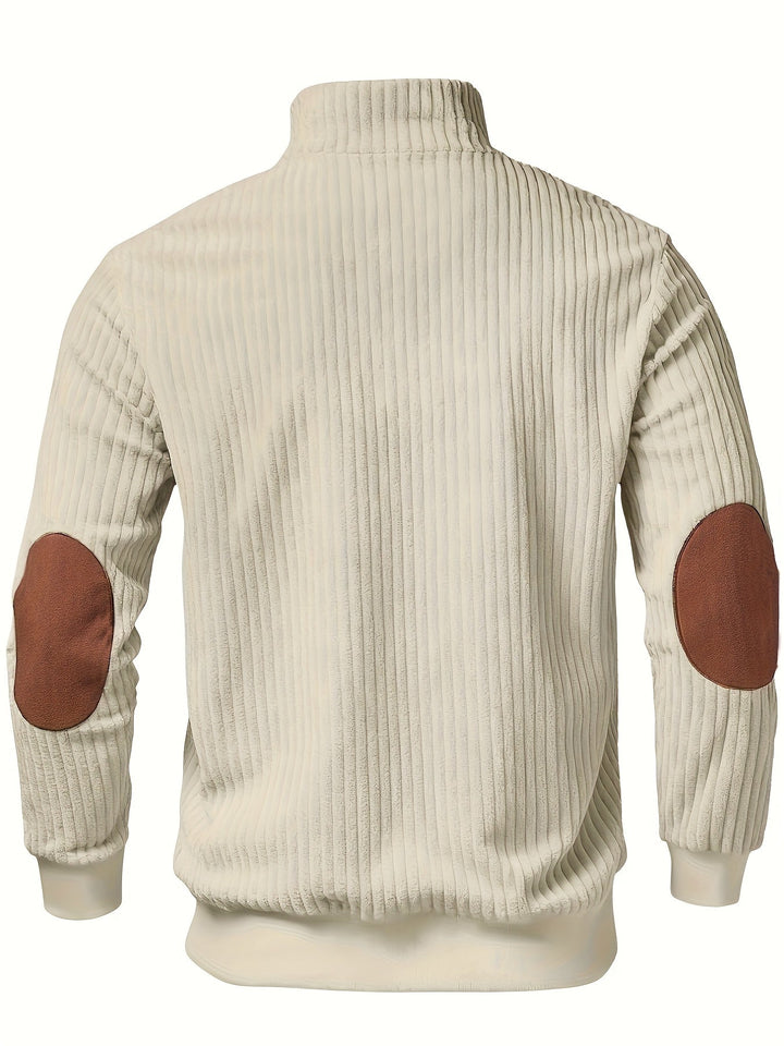 RIBBED HALF ZIP SWEATSHIRT FOR MEN