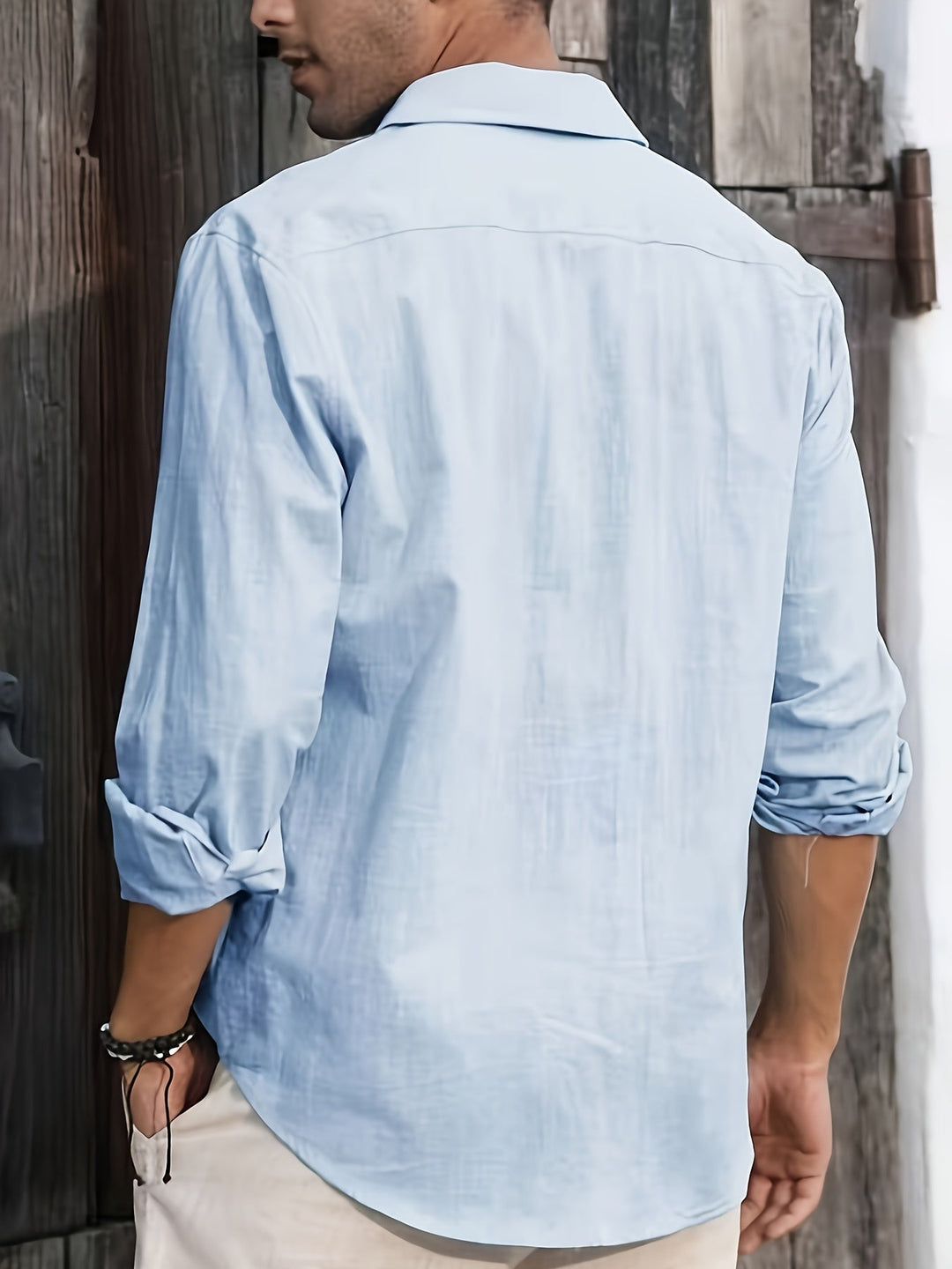 LINEN BLEND BUTTON SHIRT FOR MEN