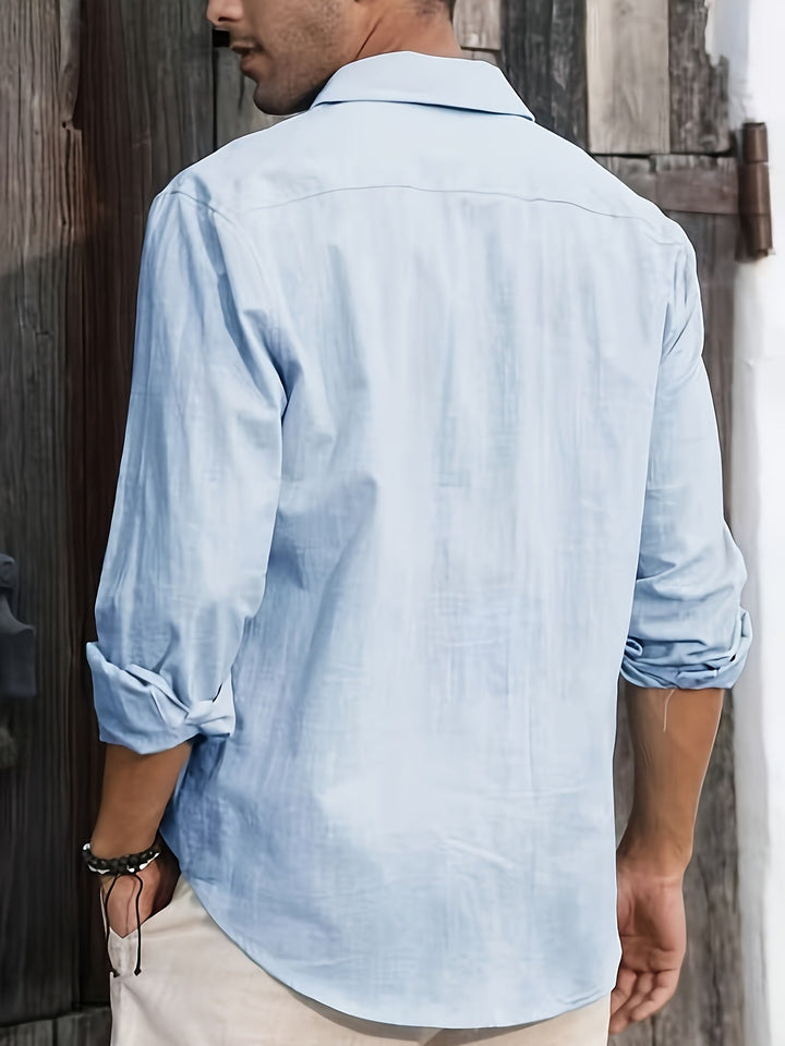 LINEN BLEND BUTTON SHIRT FOR MEN