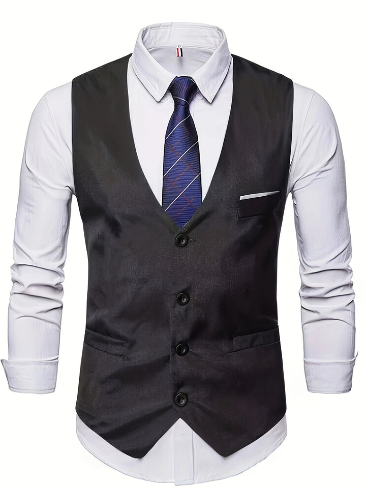 COLLARLESS POLYESTER VEST FOR MEN