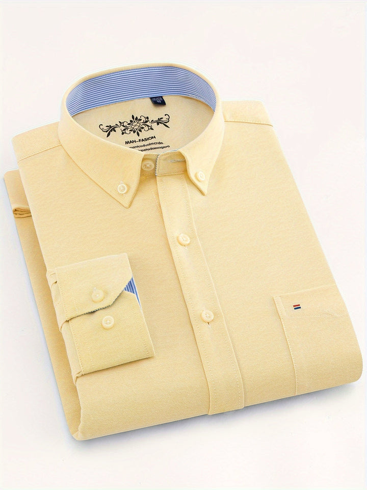 SOLID LAPEL POCKET SHIRT FOR MEN