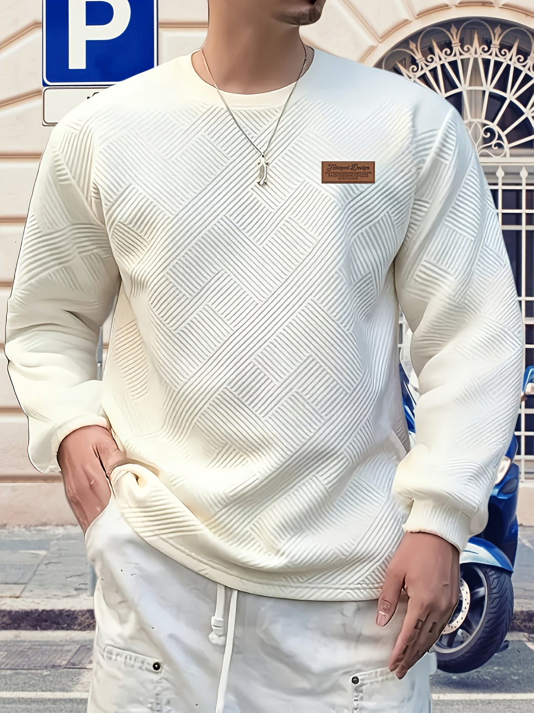 JACQUARD CREW NECK SWEATSHIRT FOR MEN