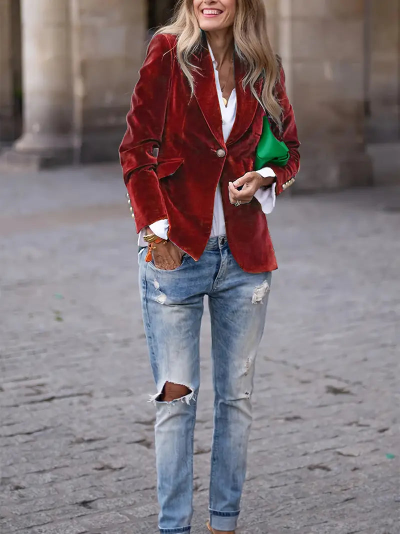 BEAUMONT NICE | BLAZER EN AJUSTÉ AVEC BOUTONS DORÉS POUR FEMMES