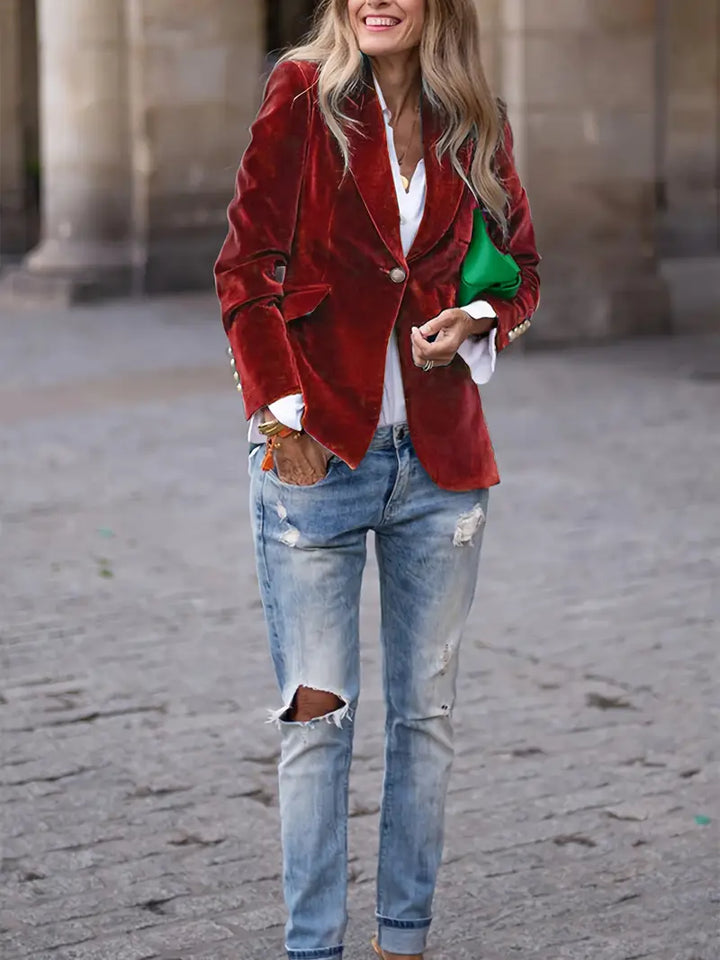 BEAUMONT NICE | BLAZER EN AJUSTÉ AVEC BOUTONS DORÉS POUR FEMMES