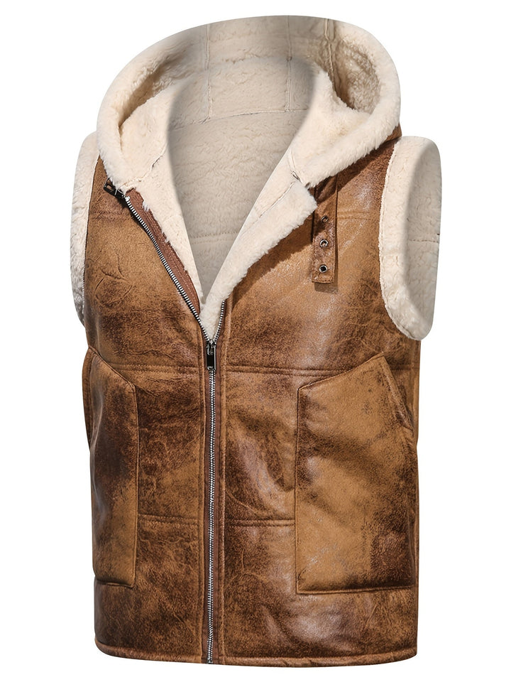 HOODED FUR-LINED VEST FOR MEN
