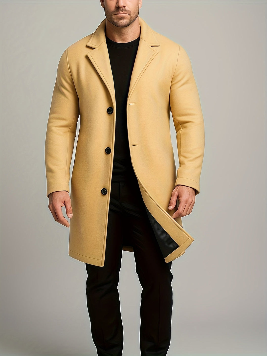 MID-LENGTH TWEED OVERCOAT FOR MEN