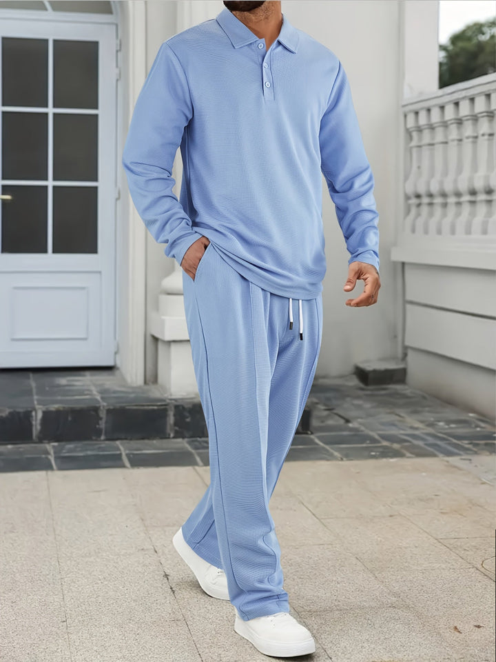 SOLID KNIT TWO-PIECE SET FOR MEN