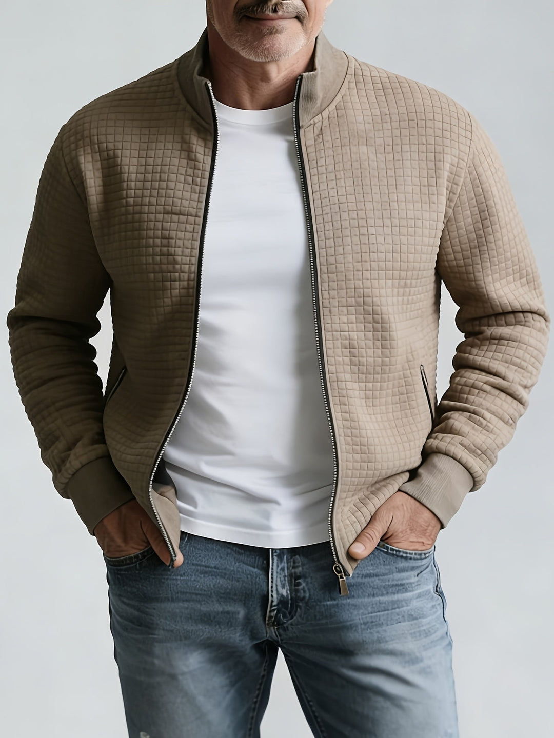 WAFFLE ZIP JACKET FOR MEN