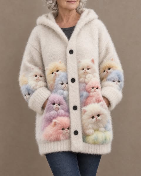 Kelsey - Gilet à capuche tout doux avec chats
