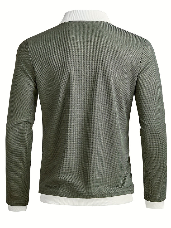 TEXTURED COLOURBLOCK POLO FOR MEN