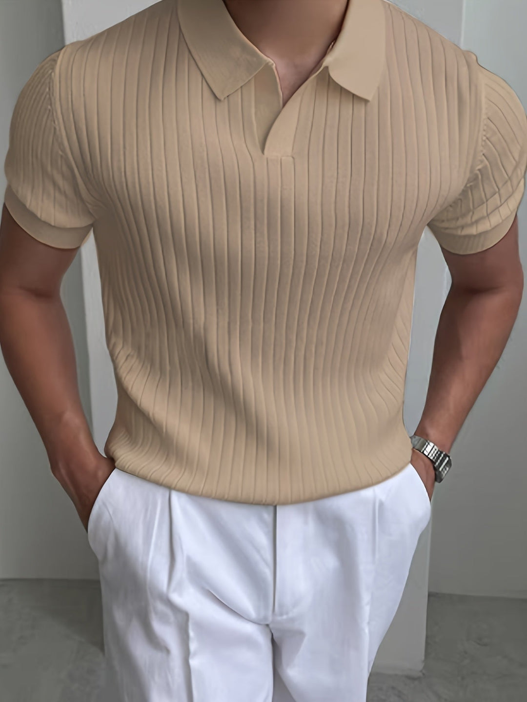 VISCOSE KNIT POLO FOR MEN