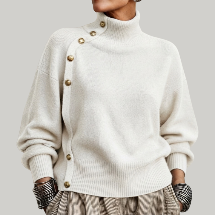 BEAUMONT NICE | PULL COL ROULÉ BOUTONNÉ POUR FEMMES