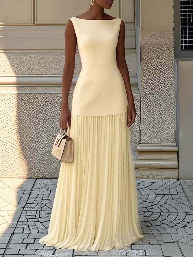 BEAUMONT NICE | ROBE LONGUE SANS MANCHES À PLIS POUR FEMMES