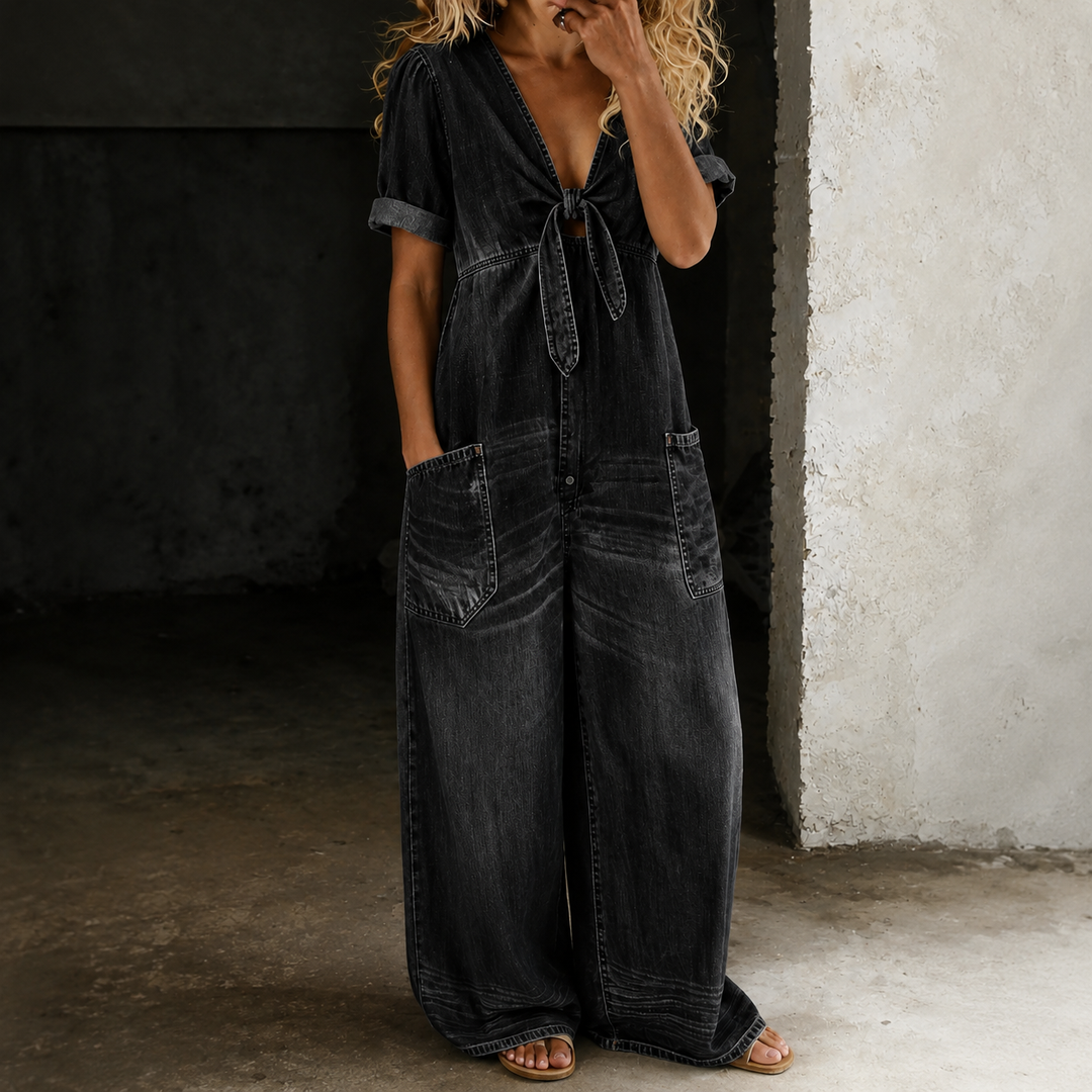 BEAUMONT NICE | SALOPETTE EN DENIM À JAMBES LARGES POUR FEMMES