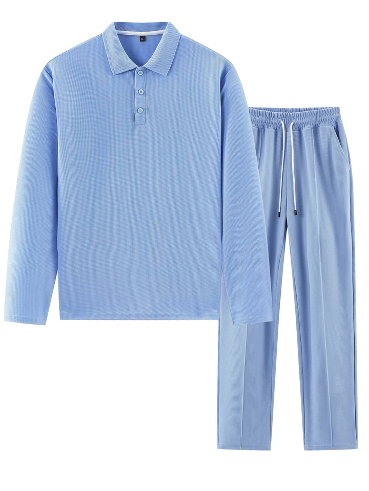 SOLID KNIT TWO-PIECE SET FOR MEN