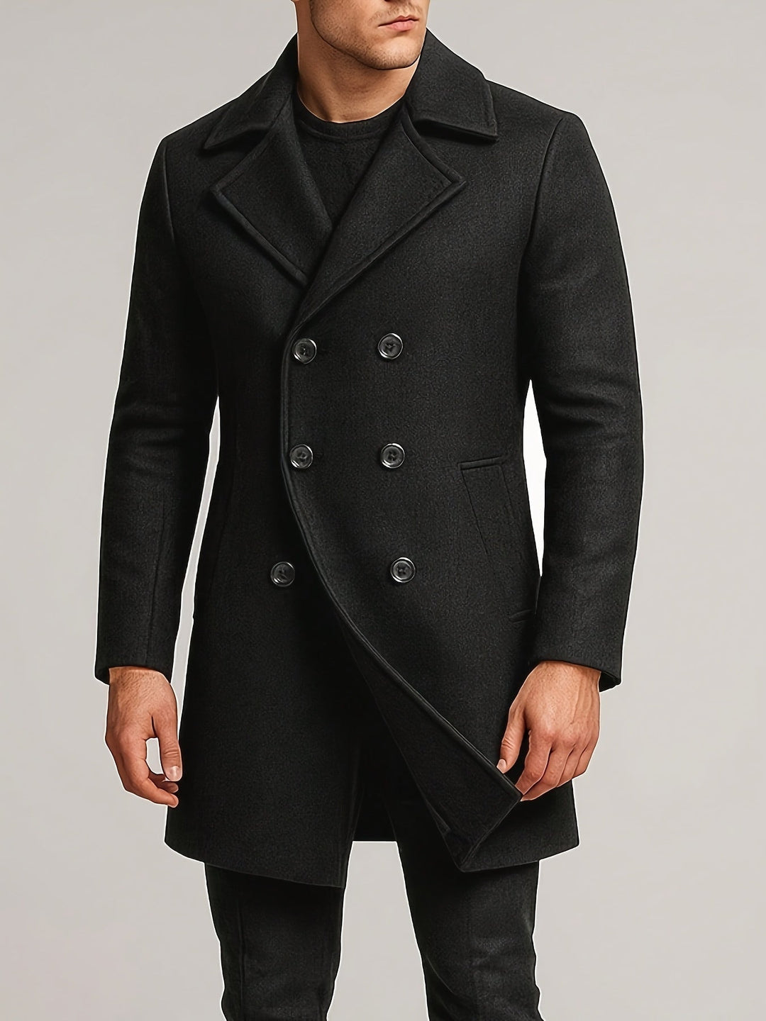 MID-LENGTH LAPEL COAT FOR MEN
