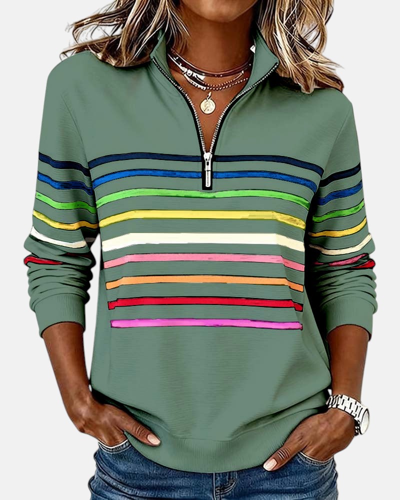BEAUMONT NICE | PULL RAYÉ À FERMETURE ÉCLAIR POUR FEMMES