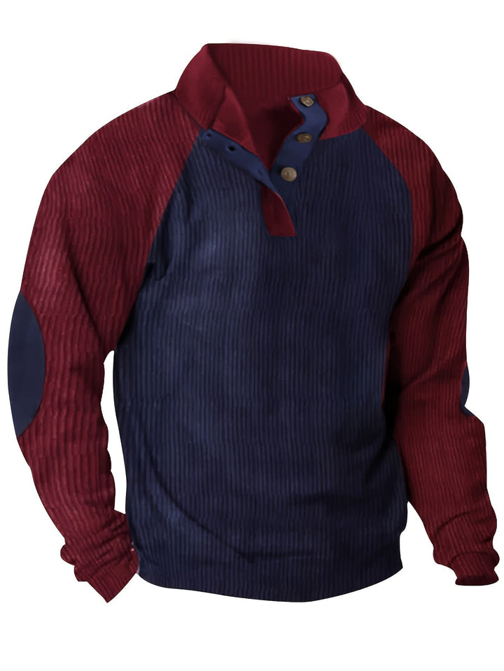 COLOUR BLOCK COLLARED KNIT SHIRT FOR MEN