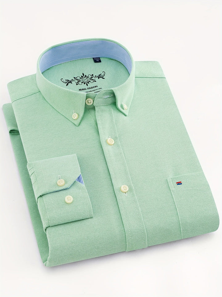 SOLID LAPEL POCKET SHIRT FOR MEN