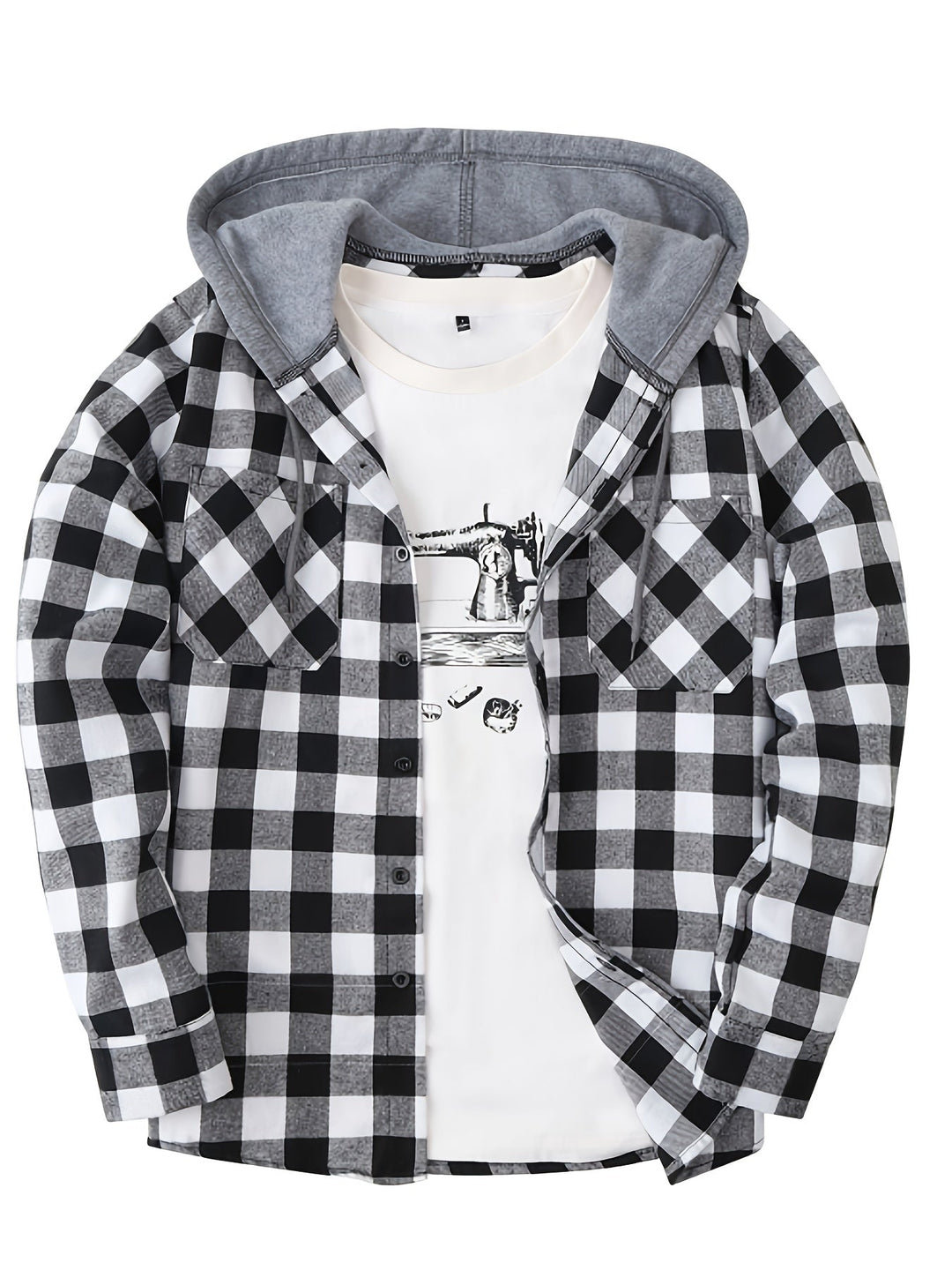 PLAID HOODED SWEATSHIRT FOR MEN