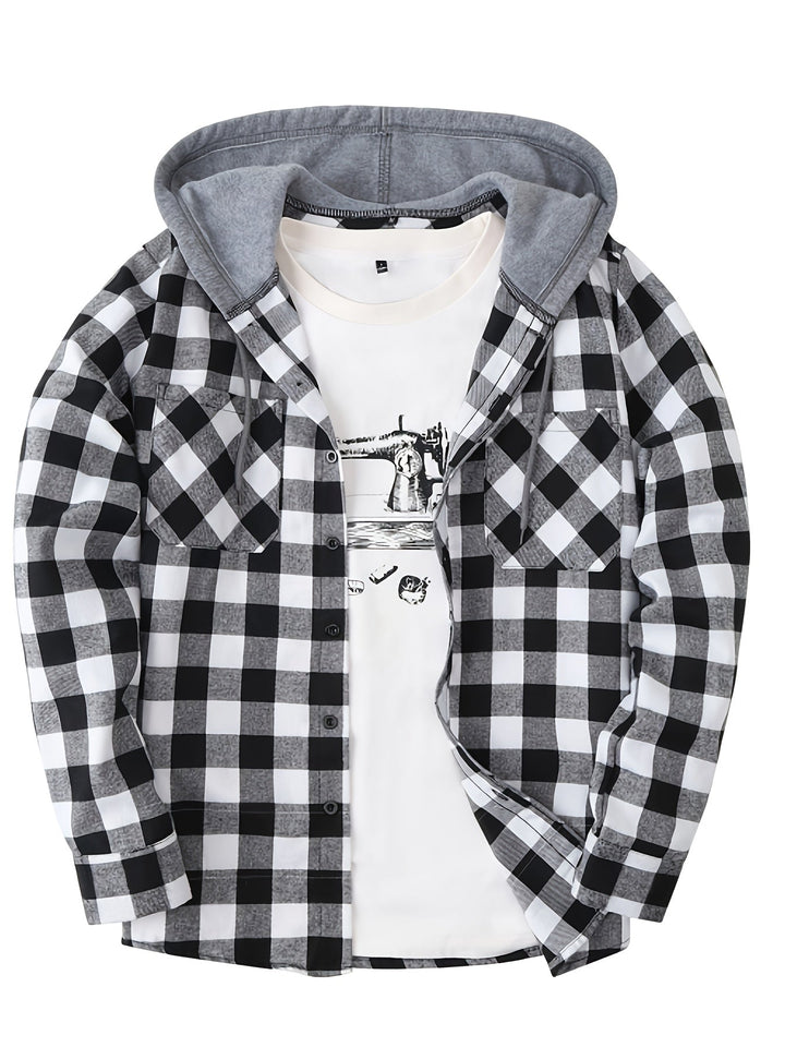 PLAID HOODED SWEATSHIRT FOR MEN