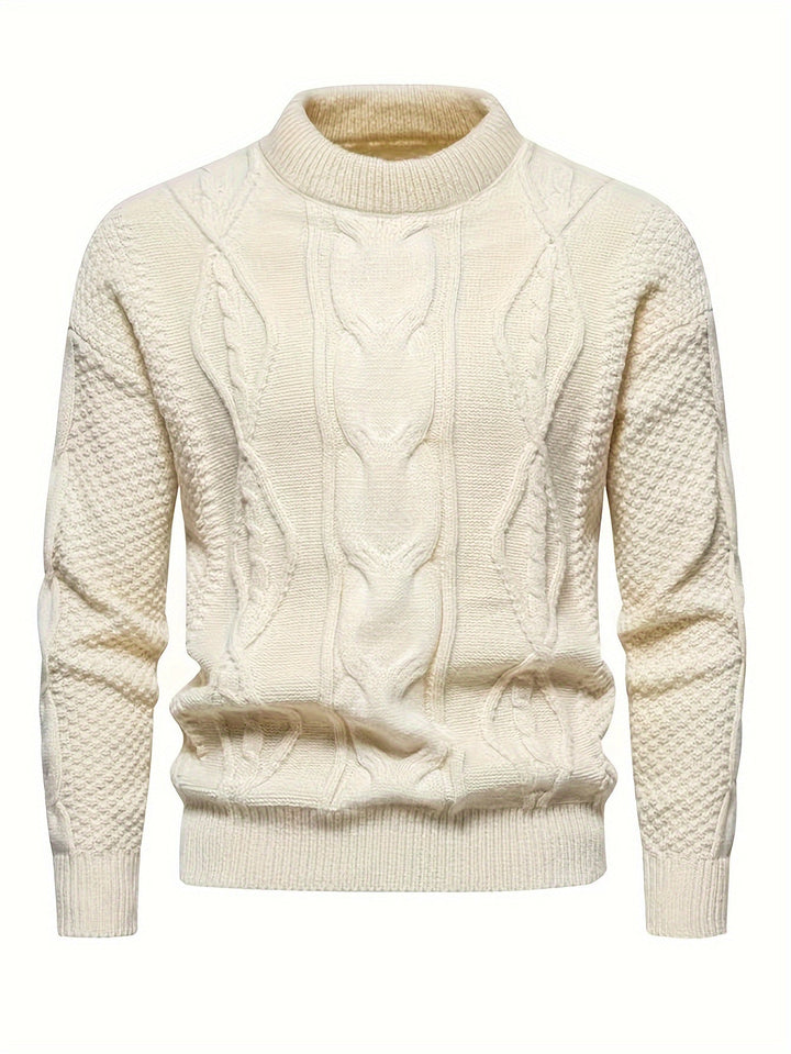 CABLE KNIT CREW NECK SWEATER FOR MEN