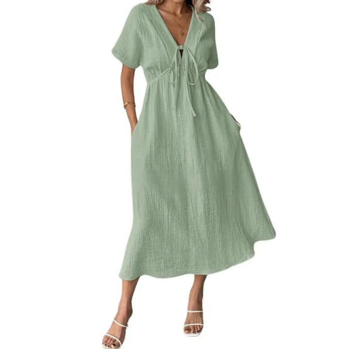 BEAUMONT NICE | ROBE MAXI À COL EN V POUR FEMMES