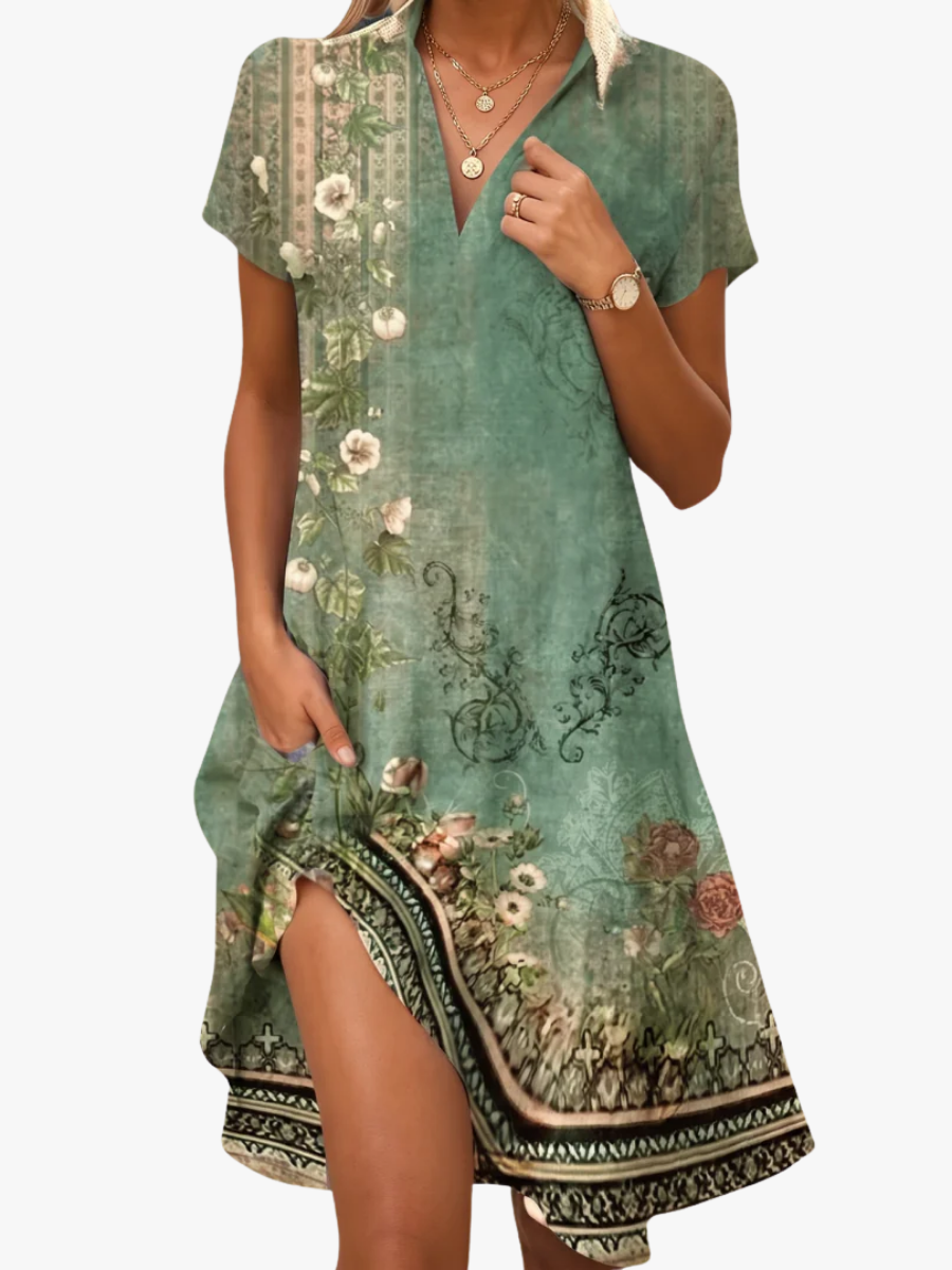 BEAUMONT NICE | CHIC ROBE MIDI IMPRIMÉE POUR FEMMES