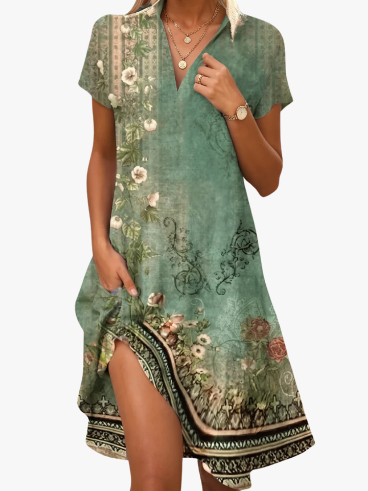 BEAUMONT NICE | CHIC ROBE MIDI IMPRIMÉE POUR FEMMES