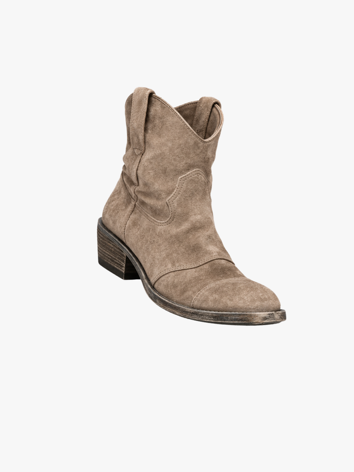 BEAUMONT NICE | BOTTES CLASSIQUES EN DAIM À TALONS BLOCS WESTERN POUR FEMMES