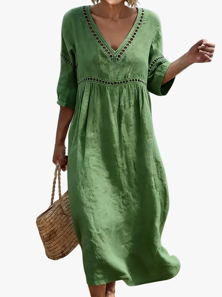 BEAUMONT NICE | CHIC ROBE MIDI À COL EN V POUR FEMMES