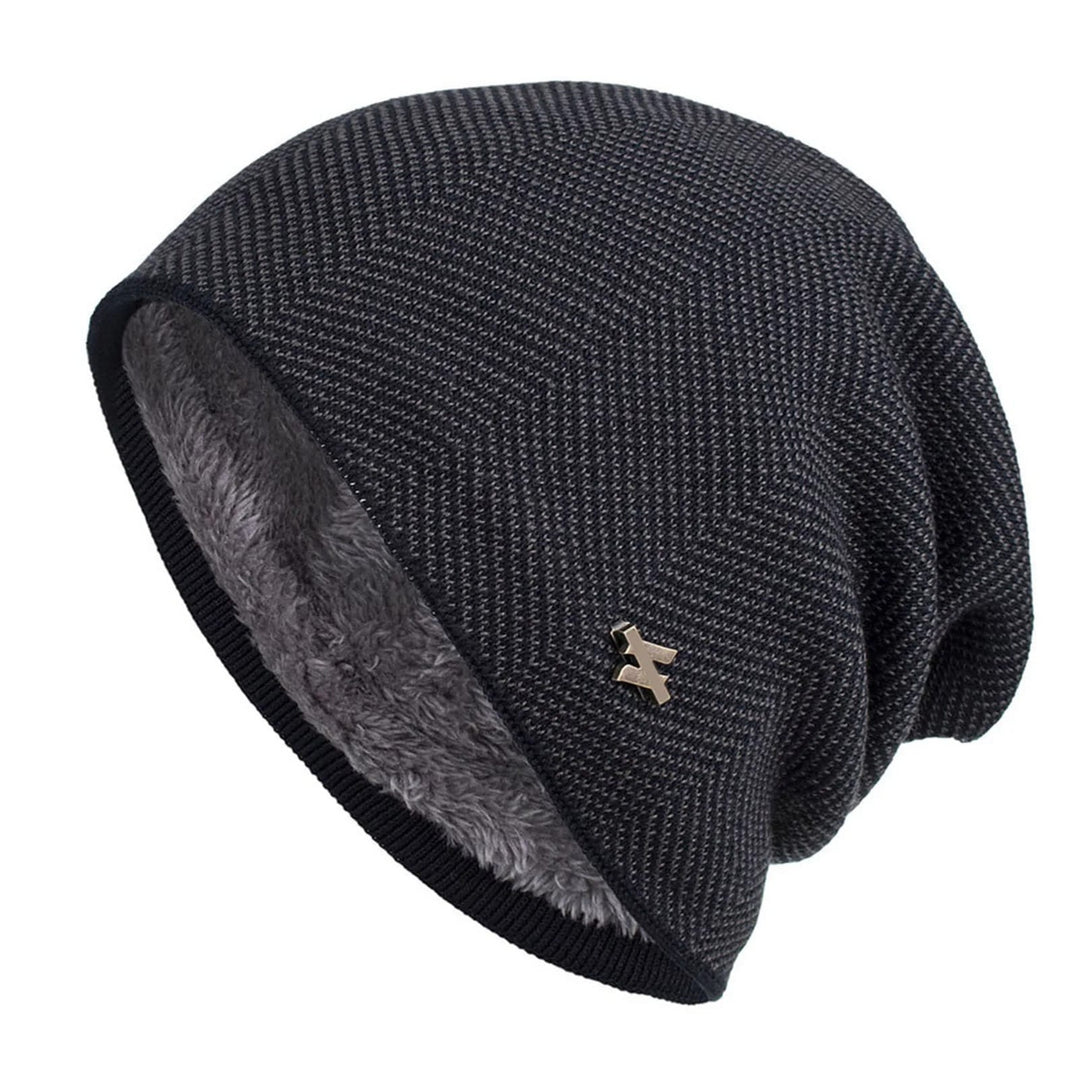 HERRINGBONE FLEECE BEANIE FOR MEN