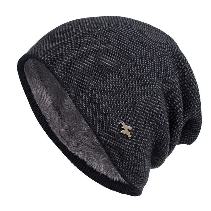HERRINGBONE FLEECE BEANIE FOR MEN