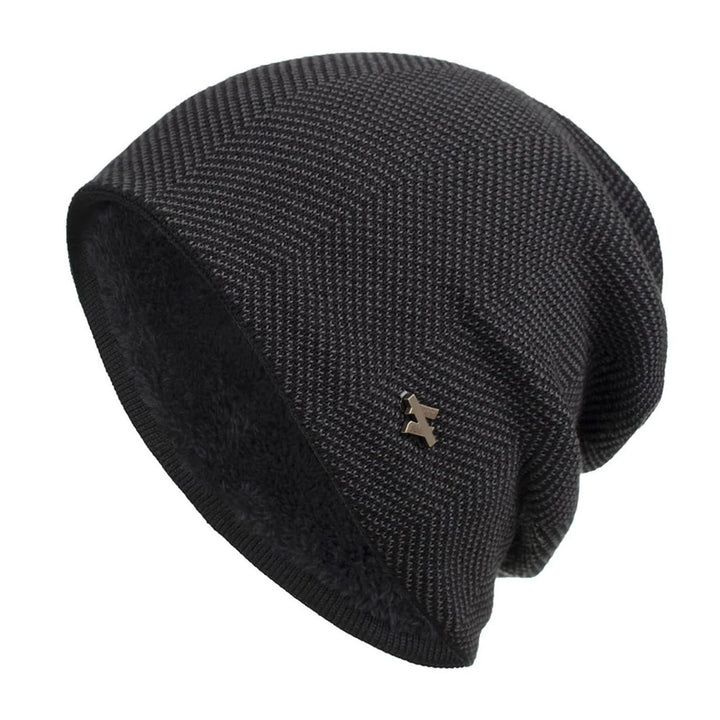 HERRINGBONE FLEECE BEANIE FOR MEN