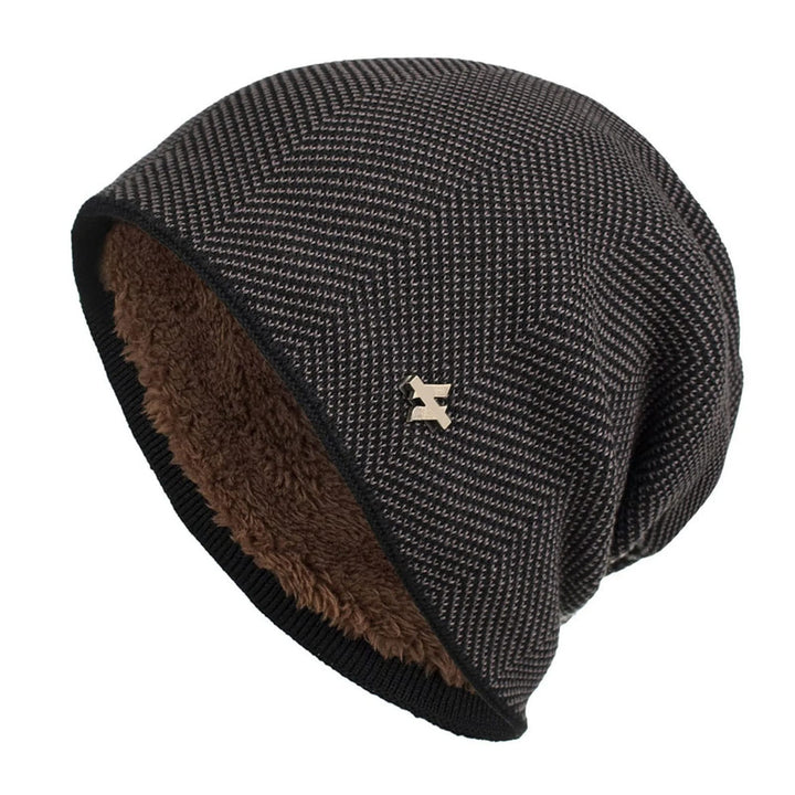 HERRINGBONE FLEECE BEANIE FOR MEN
