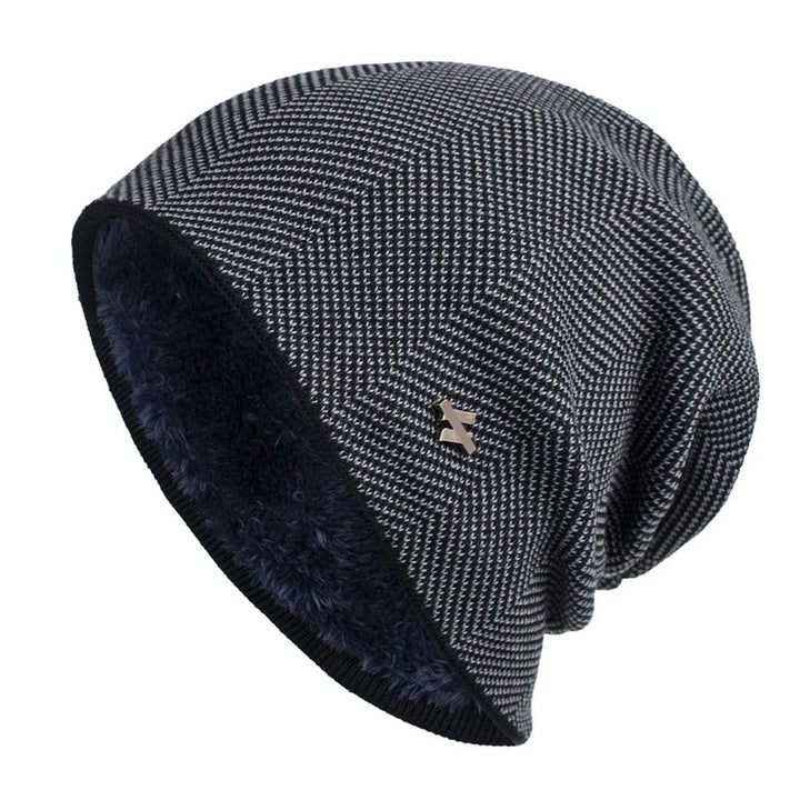 HERRINGBONE FLEECE BEANIE FOR MEN