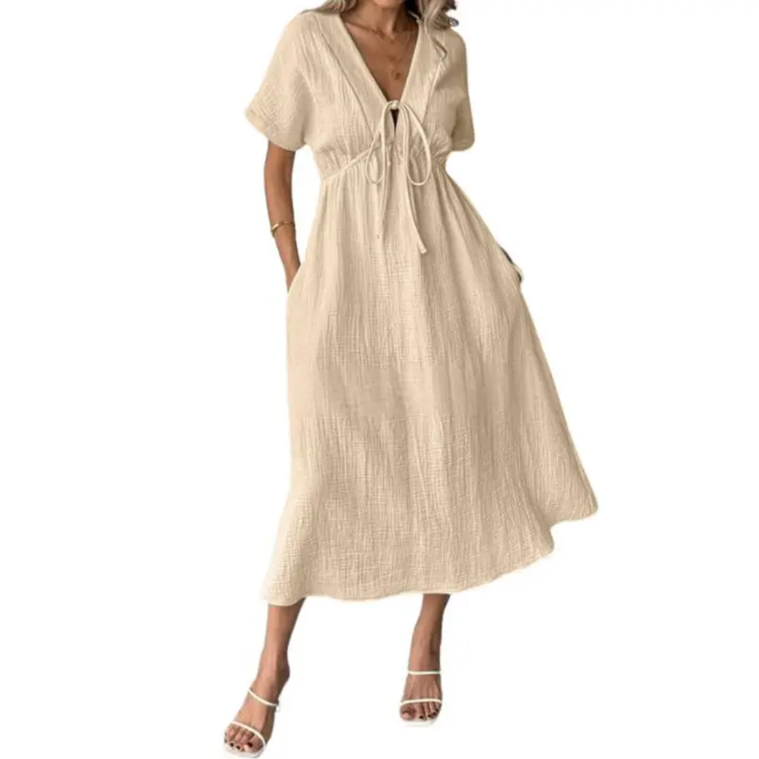 BEAUMONT NICE | ROBE MAXI À COL EN V POUR FEMMES