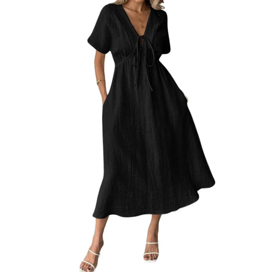 BEAUMONT NICE | ROBE MAXI À COL EN V POUR FEMMES