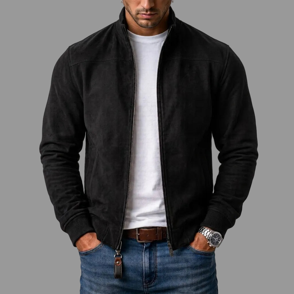 SUEDE RIBBED BOMBER JACKET FOR MEN